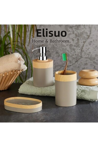 ELİFSU HOME Bamboo Look 3-Piece Bathroom Set