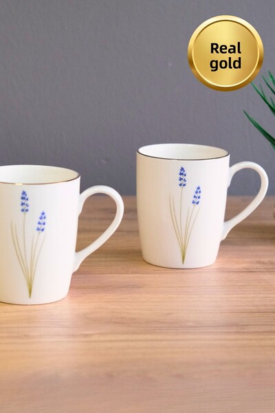 tabakevi Tabak Evi Porcelain Natura Lavender Mug with Handle 9cm 220ml 2 Pcs