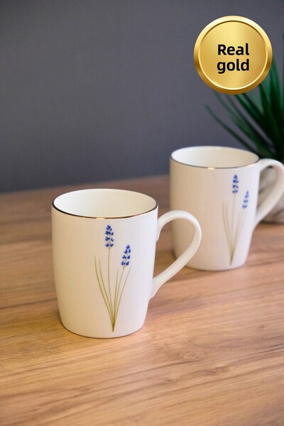 tabakevi Tabak Evi Porcelain Natura Lavender Mug with Handle 9cm 220ml 2 Pcs