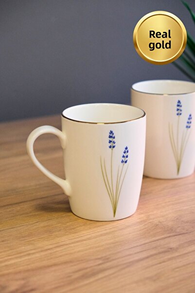 tabakevi Tabak Evi Porcelain Natura Lavender Mug with Handle 9cm 220ml 2 Pcs