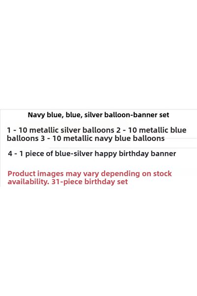 ZENVİVA Navy Blue, Blue, Silver Balloon-Banner Set