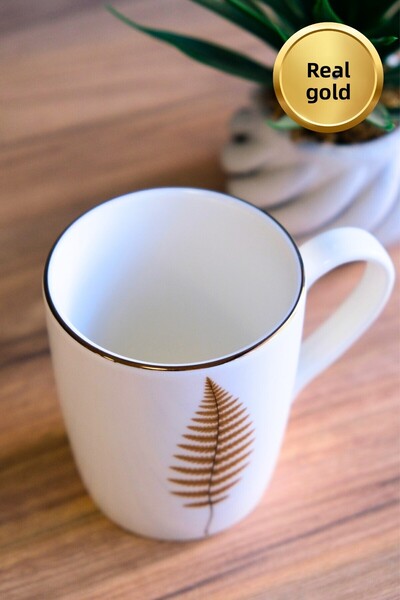 tabakevi Tabak Evi Porcelain Natura Fern Mug with Handle 9cm 220ml Single
