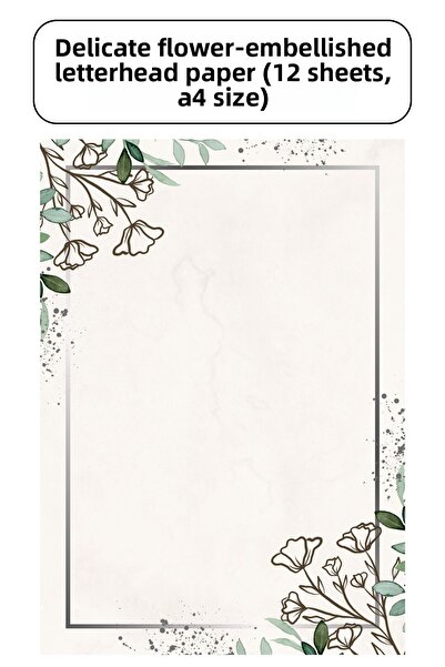 Organik Yolda Delicate Floral Detailed Letter Paper (12 Pieces A4 Size)