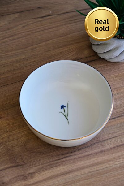 tabakevi Tabak Evi Porcelain Natura Iris Gold Gilded Bowl 13.50X4Cm 460Cc Single