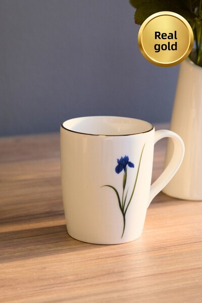 tabakevi Tabak Evi Porcelain Natura Iris Mug with Handle 9cm 220ml Single