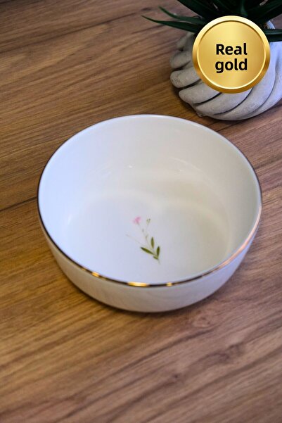tabakevi Tabak Evi Porcelain Natura Broadcloth Gold Gilded Bowl 13.50X4Cm 460Cc Single