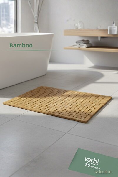Varbifırsat 40 X 60 cm Non-Slip Natural Bamboo Bath Mat
