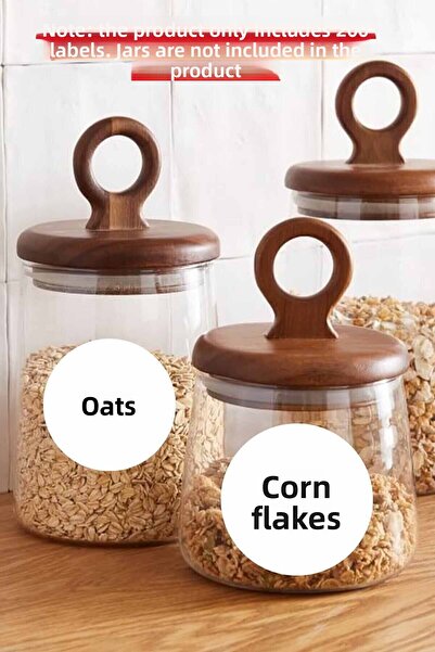 Kt Grup 200 de bucăți alb rotund-lavabil condimente-pulpe-nuci-plantă-ceai-borcan de cafea autocolant