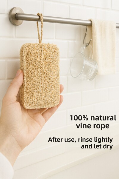 DUFF CLEAN 2 Pieces Natural Pumpkin Dishwashing Washcloth Double Sided Use (12X8 CM)