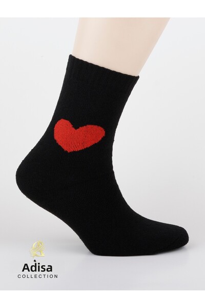adissa collection 6 Pairs of Heart-Shaped Winter Women's Thermal Towel Socks |   Steam Washed, Perfume Scented, 3 Color Combination Set
