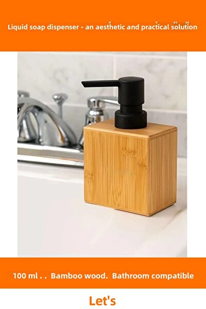 Letsii Голям дървен дозатор за течен сапун, екологичен, за модерни бани и кухни
