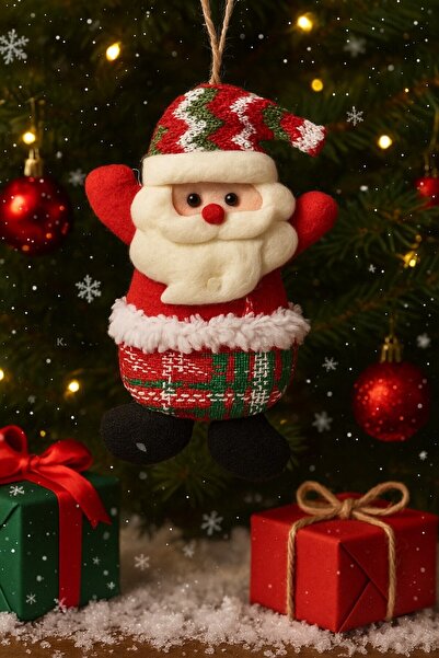 HediyeFilesi 2026 Christmas New Year Pine Tree Ornament Plush Textile Knitted Medium Size 17 cm X 11 cm