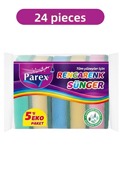 Parex Colorful 5-Piece Flat Sponge Twenty-Four Pack 24 Packs