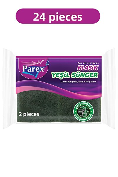 Parex إسفنج مموج أخضر كلاسيكي، عبوة من قطعتين، 24 عبوة
