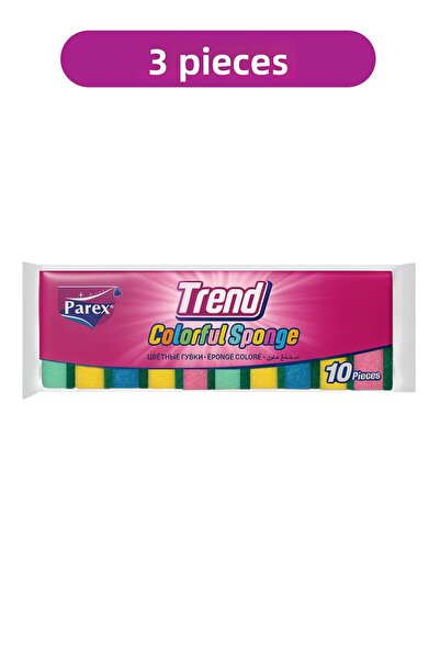 Parex Trend 10-Piece Colorful Flat Sponge Triple Pack