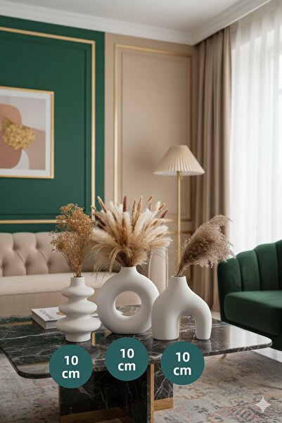 muffag 10 εκατοστά - Χειροποίητο γύψινο βάζο 3 τεμαχίων - Μπορεί να έχει φυσα...