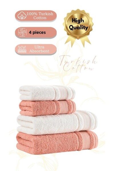 Karna Home طقم مناشف فاخر مكون من 4 قطع من خشب الصنوبر مقاس 50x90/70x140 سم