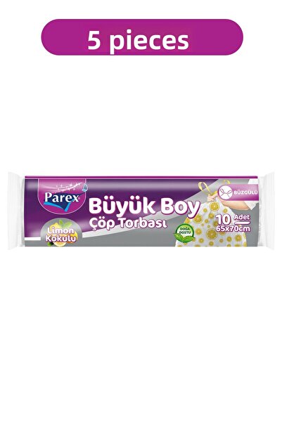 Parex Premium 10-Pack Drawstring Garbage Bags Lemon Scented Large Size 65 X 7...