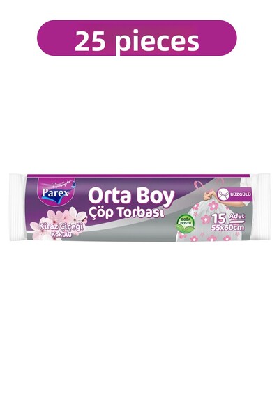 Parex Drawstring Garbage Bags Cherry Blossom Scented 15-Piece Medium Size 55 ...