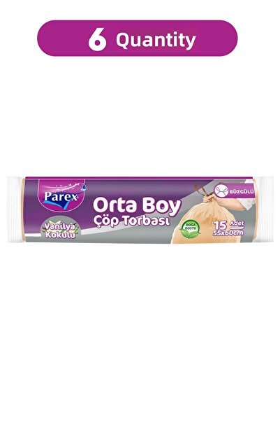 Parex Drawstring Garbage Bag Vanilla Scented Medium Size 15-Piece Pack 55 X 6...