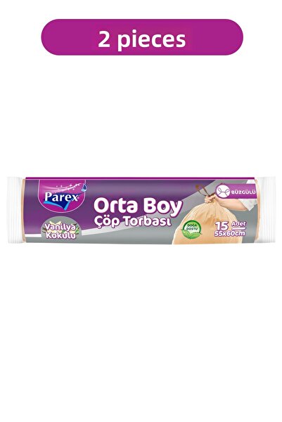 Parex Drawstring Garbage Bag Vanilla Scented Medium Size 15 Pack 55 X 60 cm D...