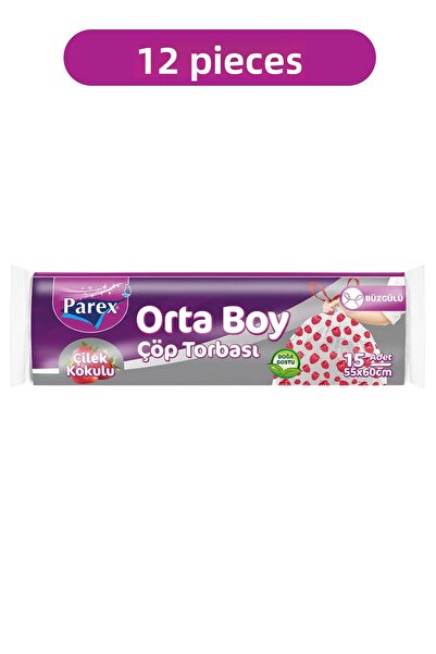 Parex Premium Drawstring Garbage Bags Strawberry Scented Medium Size 15-Piece...