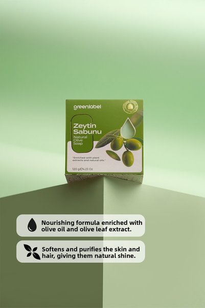Greenlabel صابون زيت الزيتون الطبيعي المغذي للشعر والبشرة 120 جرام