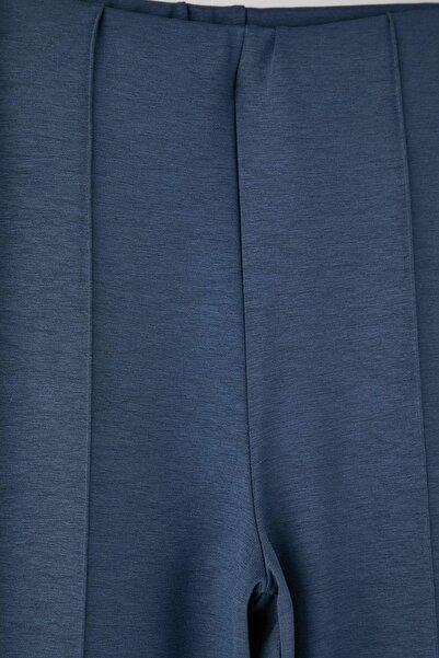 Trendyol Curve Gray Ribbed Detailed Wide Leg /Wide Leg Plus Size Sweatpants Tbbaw26Aj00005