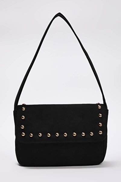 TRENDYOL SHOES Black Suede Trock Women's Mini Shoulder Bag Takaw26Oc00074