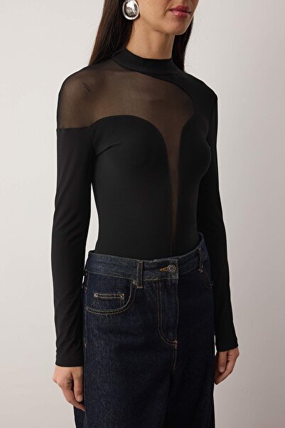 Trendyol Collection Чорний прозорий детальний корпус Orme Tul Body TPRAW24BD00011