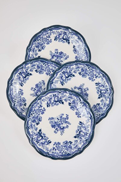 TRENDYOLMİLLA HOME Set de 4 piese din porțelan cu model de flori vintage - albastru TPHAW26KDH00000