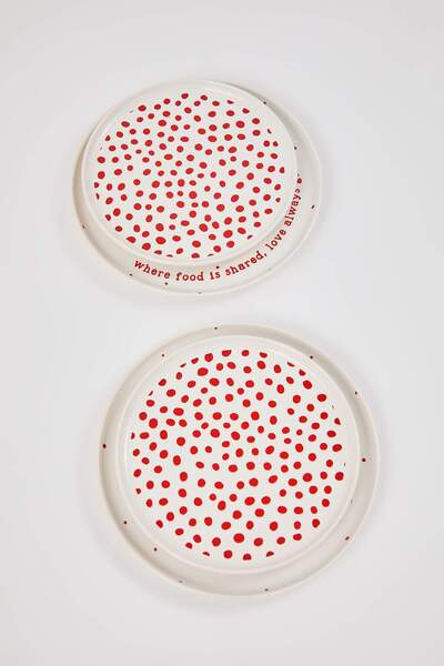 TRENDYOLMİLLA HOME 2-Piece Christmas Polka Dot Cake Plate 20 cm & Serving Plate 26 cm Tphaw26Tbk00008
