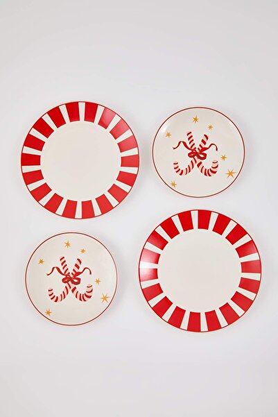TRENDYOLMİLLA HOME 2-Piece Christmas Candy Cane Cake Plate 20cm & 2-Piece Striped Serving Plate 26cm Tphaw26Tbk00010