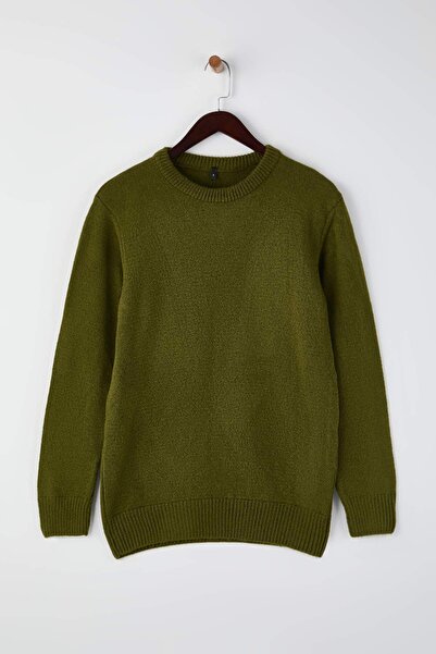 Trendyol Collection Khaki Relaxed Crew Neck Sweater Tmnaw26Kz00012