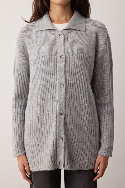 Trendyol Modest Anthrazitfarbener, einfarbiger, glatter Strickpullover TCTAW26TH00004