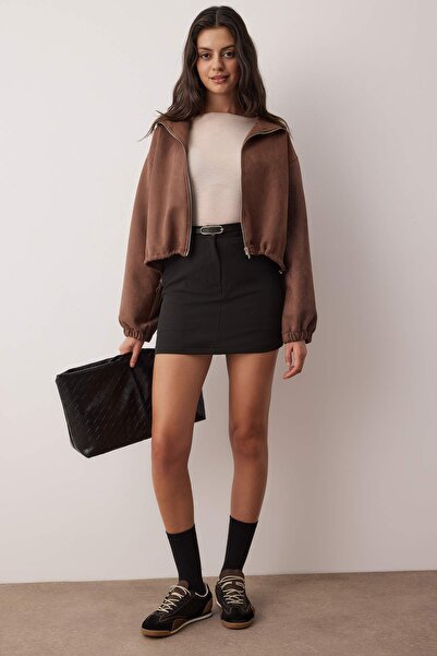 Trendyol Collection Black Belted Skirt-Look Mini Shorts & Bermuda Twoaw26Sr00055