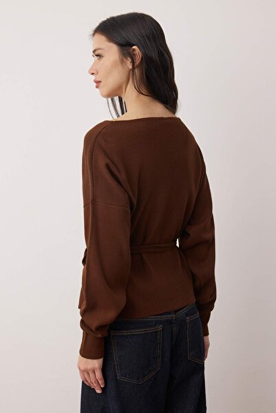 Trendyol Collection Brown Double Breasted Collar Knitwear Cardigan Tedaw25Hi00025