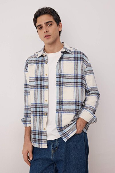 Trendyol Collection Blue Regular Men's Shirt Tmnaw26Go00037