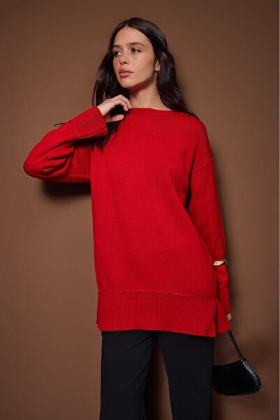 Trendyol Modest Red Piped Knitwear Sweater Tctaw26Ak00003