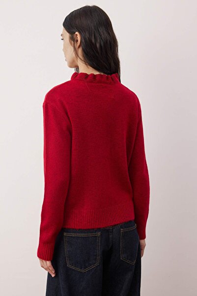 Trendyol Collection Red Collar Detailed Soft Textured Knitwear Sweater Twoaw26Kz00221