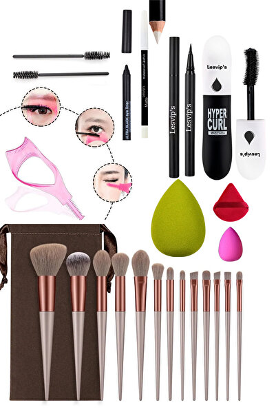 Lesvip's Makyaj seti 31 parça, fırça seti,sünger, rimel çekme aparatı ustura ...