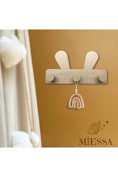 afralya home Bebek Çocuk Odası Ahşap Tavşan Kulaklı Dekoratif Askılık, Ahşap ...