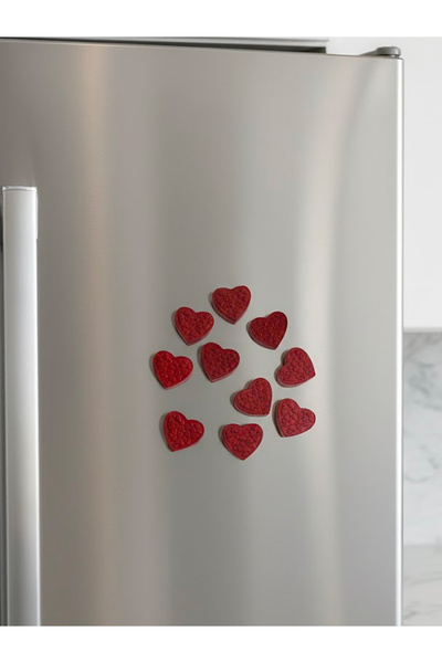 Gragold3Design El Yapımı Kırmızı Kalp Magnet Seti (10 Adet) – Dekoratif Buzdo...