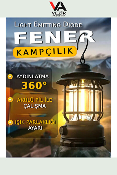 Vezir Aksesuar Dekoratif Retro LED Lamba – Kamp, Piknik, Bahçe ve Acil Duruml...