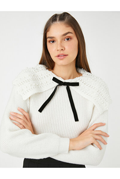 Koton Pulover de tricotaj cu perle cu detaliu de panglică - tricot cu mânecă ...
