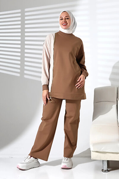 Mihran Butik ملابس رياضية موسمية باللون البني مكونة من قطعتين - طقم تونيك وسر...