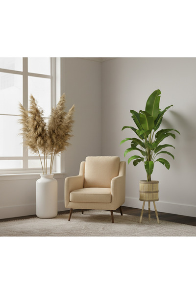 BLACK PEARL Halat Saksı Bambu Saksı Ahşap Saksı Hasır Saksı