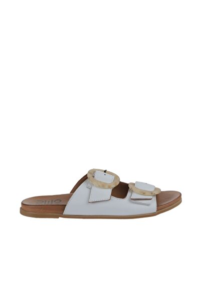Bueno Shoes Beyaz Deri Kadın Düz Terlik 01wu4222