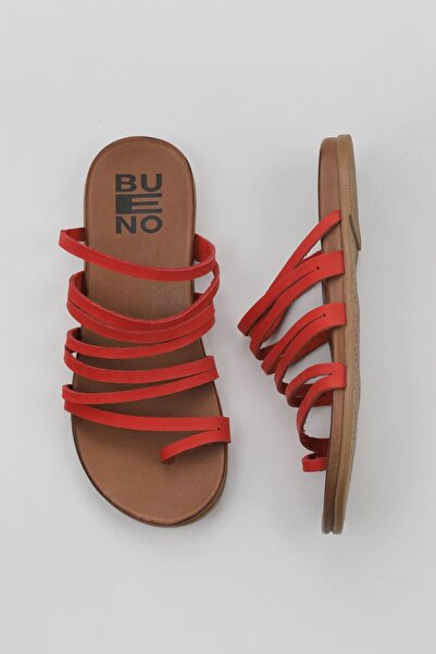 Bueno Shoes Red Nubuck Women's Flip Flops 01Wu4238