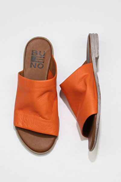 Bueno Shoes Orange Leather Women's Flat Slippers 01Wq2009